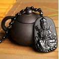 thumbnail image 6 of HOOUN Crystal Natural Black Obsidian Guanyin Kwan-Yin Necklace Pendant Bead Chain, 6 of 7