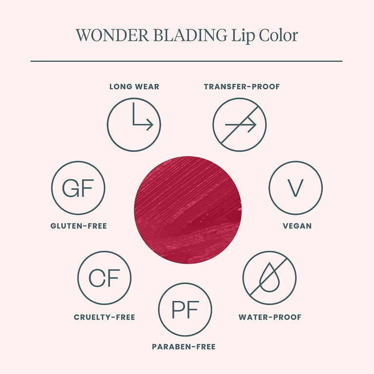 Wonderskin Wonder Blading, Long Lasting Red Lip Stain, Waterproof Lip Tint, Transfer Proof Natural Lip Stain (Divine Masque)