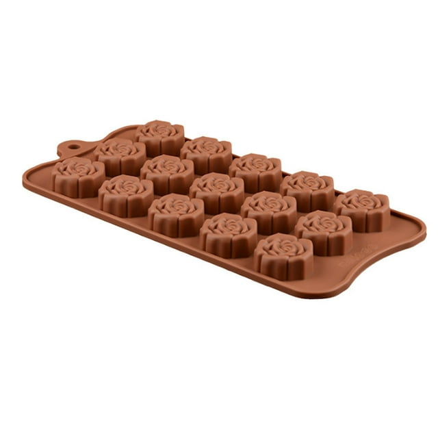 Silicone Chocolate Cake Mold 15-Cavity Rose Flower Handmade Soap Mould DIY Baking Ice Tray