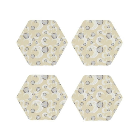 

Leather Coasters Set of 4 - triangles circles pattern Lightweight Non-Slip Drink Coasters for Desk Anti-Scalding Desk Cup Coasters for Office Table Decor Hexagon