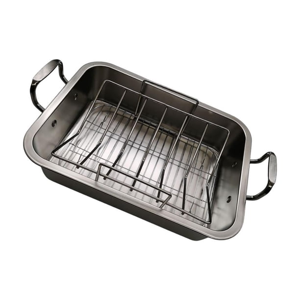 Bandeja para asar pavos, asador de pollos, utensilios para hornear, rejilla en forma de V, parrilla rectangular para 41 cm x 31 cm x 95 cm