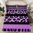 thumbnail image 2 of Feelyou Zebra Cheetah Print Twin Sheet Sets, Purple Polkadots Bedding, 3 Pieces, 2 of 7