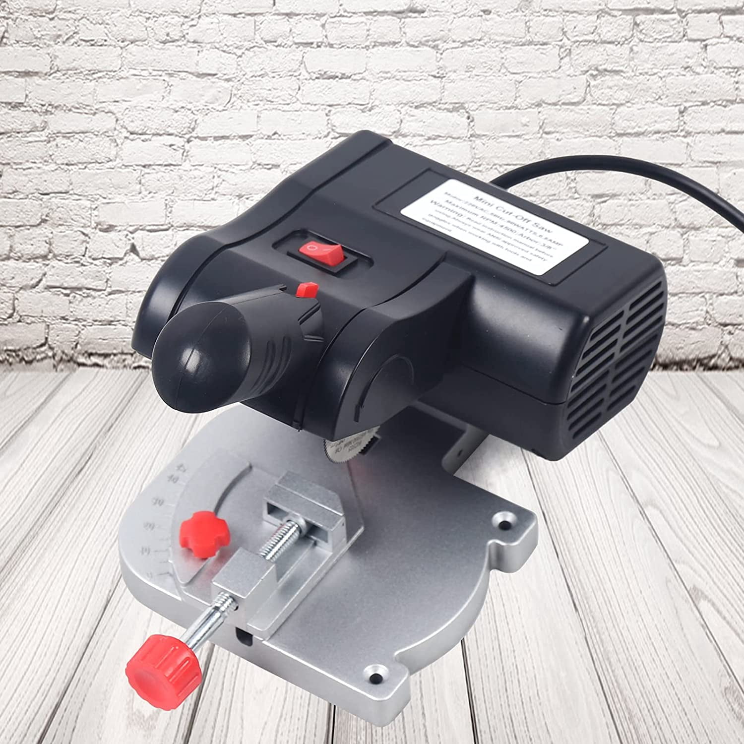 Fichiouy Mini Benchtop Cut-off Miter Saw for Wood Metal Plastic Moulding Cutting 45°Miter Saw Blade 90W