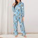 thumbnail image 2 of Balery Cute Animals Surfers Conjunto de Pijama con Estampado para Mujer, Conjunto de Dos Piezas con Manga Larga, Ropa de Dormir Suave con Bolsillos, Pijamas Cómodos-XX-Large, 2 of 7