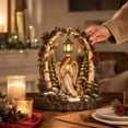 thumbnail image 4 of Angel and Bunny Winter Table Centerpiece Birch Arch Desktop Figurine Lighted Hanging Lantern Pinecone Berry Christmas Decor, 4 of 8