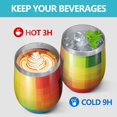 thumbnail image 4 of 12oz Stemless Wine Tumblers Colorful Rainbow Checkered Pattern Vacuum Insulated Stainless Steel Travel Tumbler Cups Mug with Lid and Straw for Champaign,Cocktail,Beer with Cleaning Brush, 4 of 5