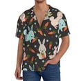 thumbnail image 3 of Xecao offers the Rabbit Is Eating Carrots for Men's Casual Short-sleeved Shirt, a button-up collared shirt with a pocket, perfect for beach vacations and yacht travel in the Small size., 3 of 7