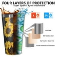 thumbnail image 3 of 16oz Tumblers Black Yellow Sunflower Pattern Stainless Steel Vacuum Insulated Double Wall Travel Tumbler Cups Mug with Lid and Straw,Cleaning Brush for Coffee,Tea, 3 of 4