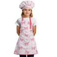 thumbnail image 2 of Juego de delantales para niños SANDJEST con lazo rosa y gorro de chef de poliéster, 2 of 8