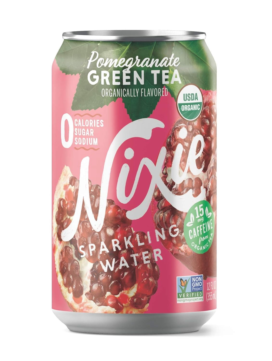 Nixie Sparkling Water, Green Tea Pomegranate Organic, 12 Ounces - Pack Of 1
