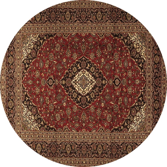 Ahgly Company Indoor Round Medallion Brown Traditional Area Rugs, 7' Round