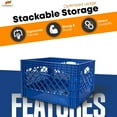 thumbnail image 4 of Juggernaut Storage: Milk Crate 3pk - 24 Qt, Blue - Multi-Purpose Storage Solution, Stackable Organization, Heavy-Duty Plastic Bins, Built-In Handles, 4 of 12