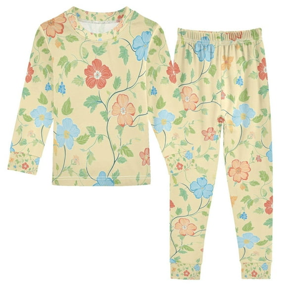 FORMRS Long Sleeve Top and Pants Pajama Set for Niños 2-Piece Sleepwear, Sizes 18M-8Y, Colorful Flower