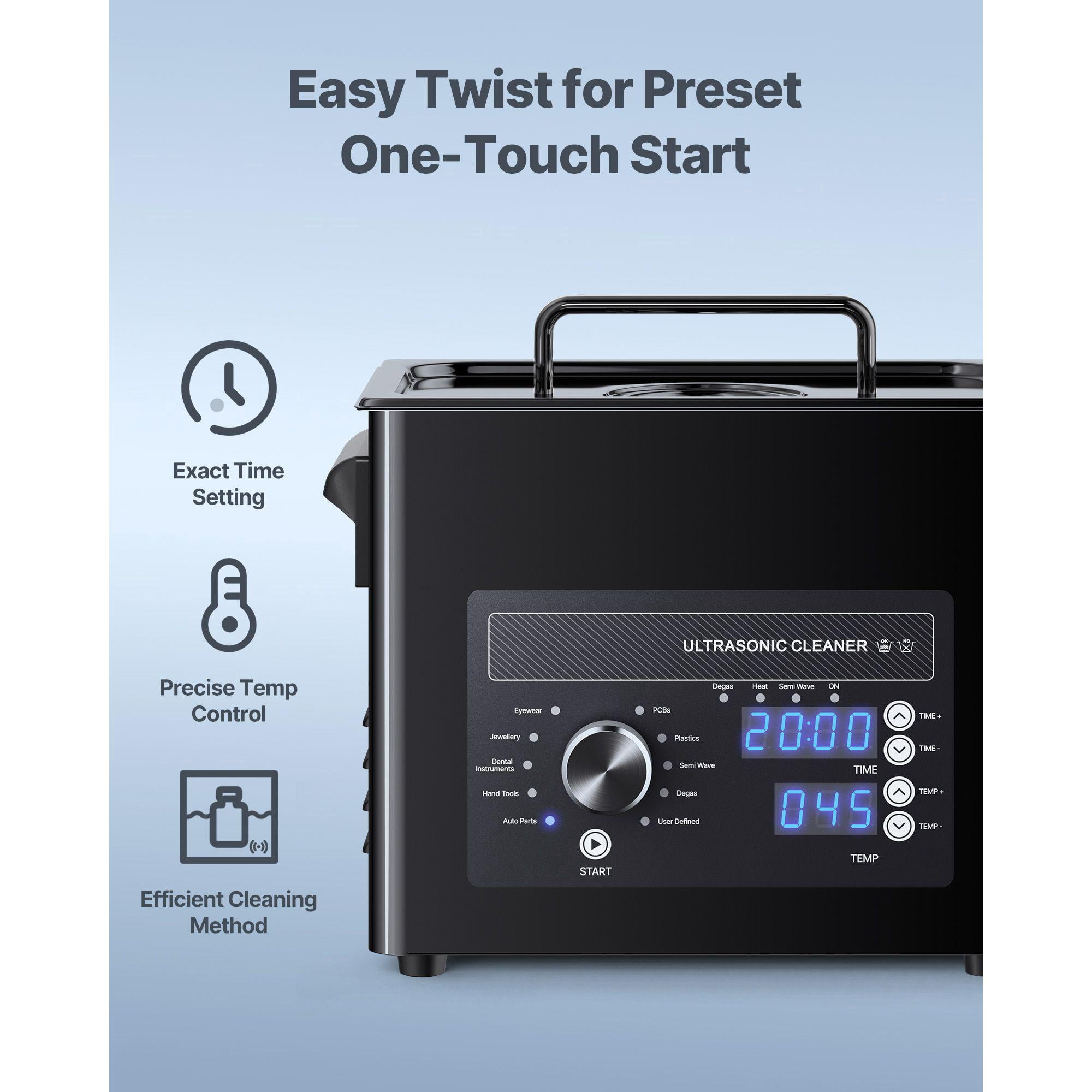 3L Ultrasonic Cleaner Professional Machine with Knob Control Stainless Steel Basket and Cleaning Ball for Watches Razors Jewelry Coins