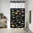 thumbnail image 6 of No Hook Shower Curtain, Black Dinosaur Shower Curtains for Bathroom with See Through Top Window, Vintage Letters Farm Animals Waterproof & Washable Bath Curtain Narrow 54"x78", 6 of 9