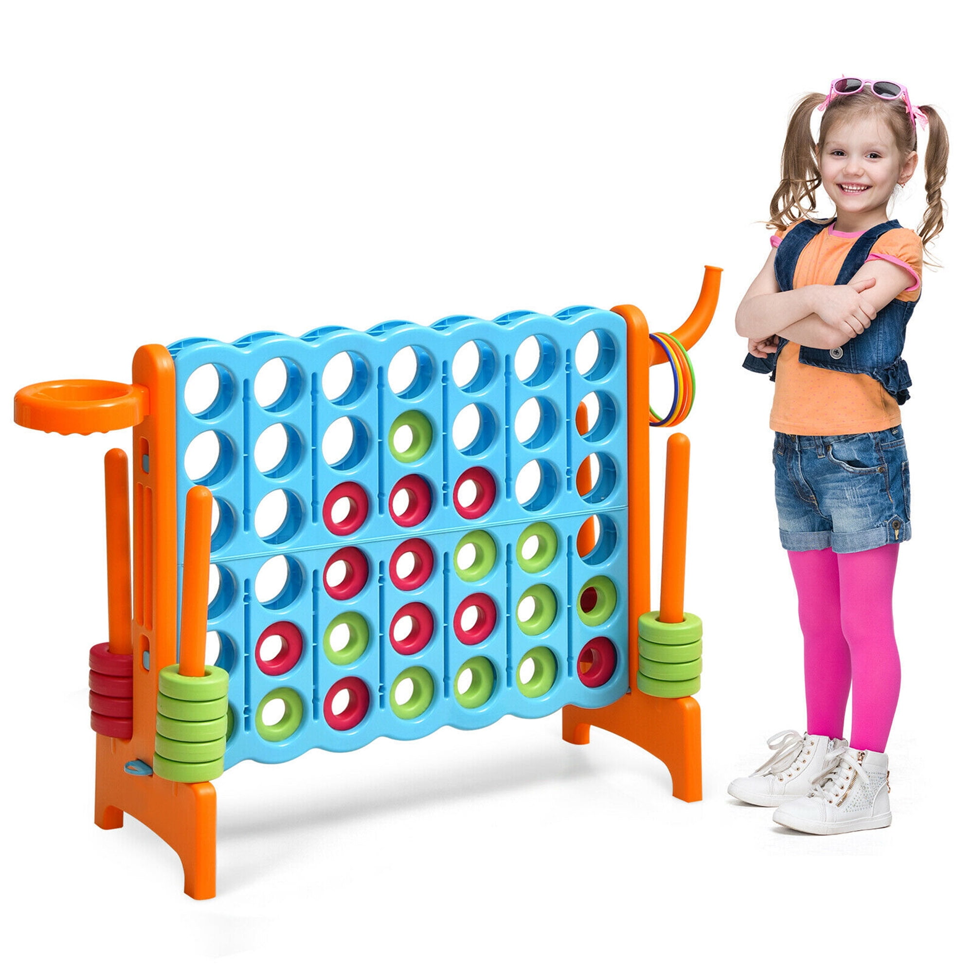 Gymax 2.5 Feet Basketball Hoop Ring Game 4-to-Score Giant Game Set Indoor and Outdoor