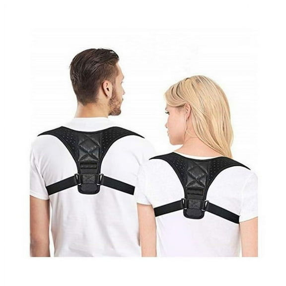 Giftscircle Adjustable Posture Corrector with Foam Padding, Black, 35-48 Inch Chest