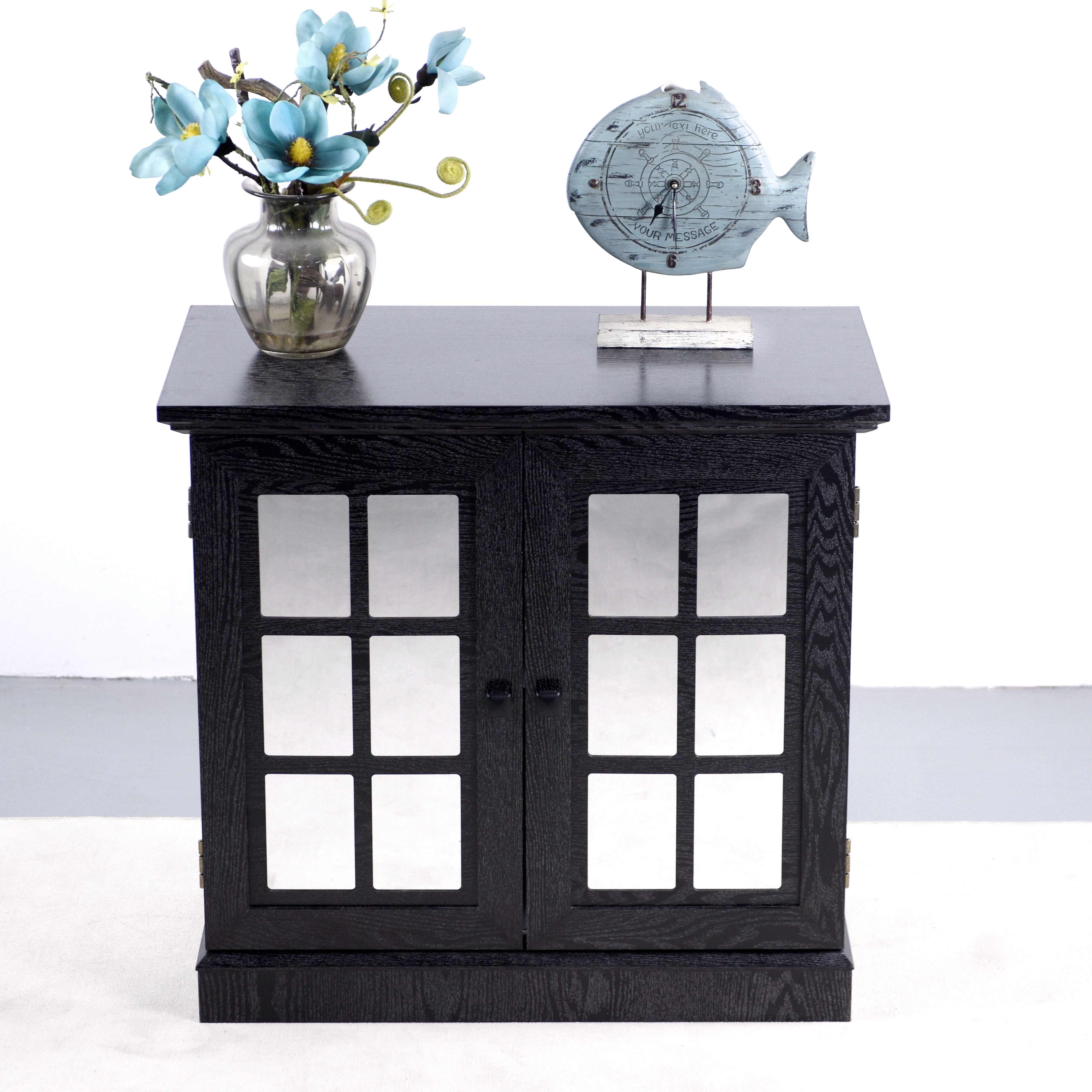 Sailvan 2 Decorative Acrylic Mirrored Door Storage Sideboard with Adjustable Shelf