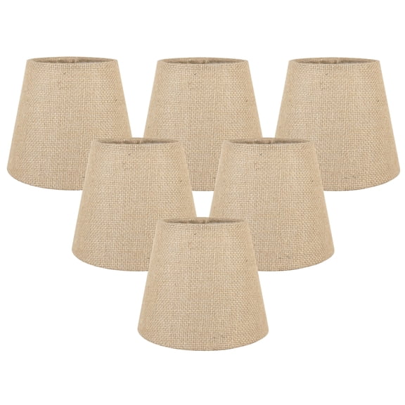 Meriville Set of 6 Natural Burlap Clip On Chandelier Lamp Shades, 4-inch by 6-inch by 5-inch