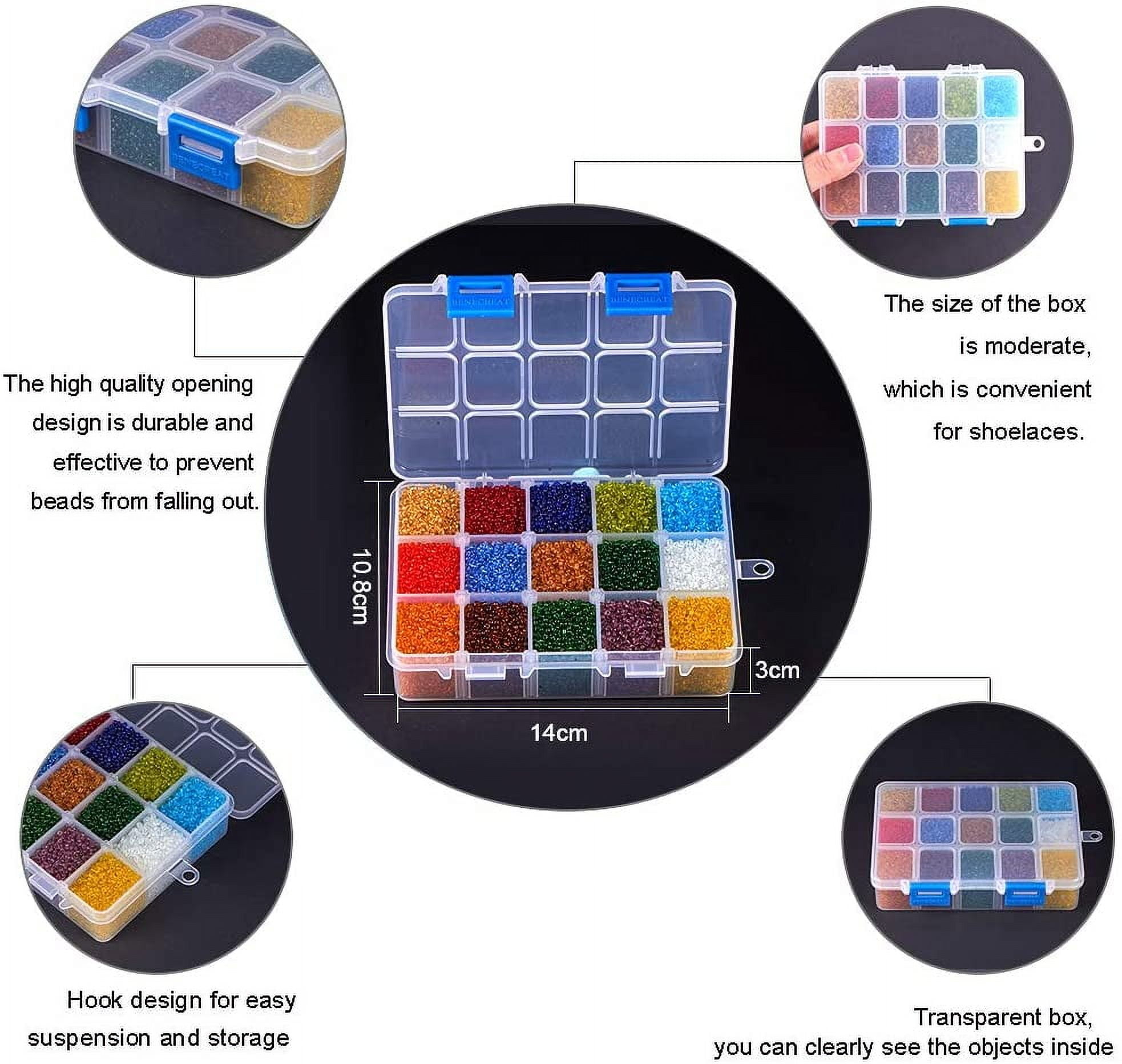 PH 21000pcs Glass Seed Beads 15 Color 12/0 Transparent Waist Beads 2mm Mini Beads Craft Pony Waist Beads for Bracelets Earrings Necklaces Jewelry Making colorful DIY