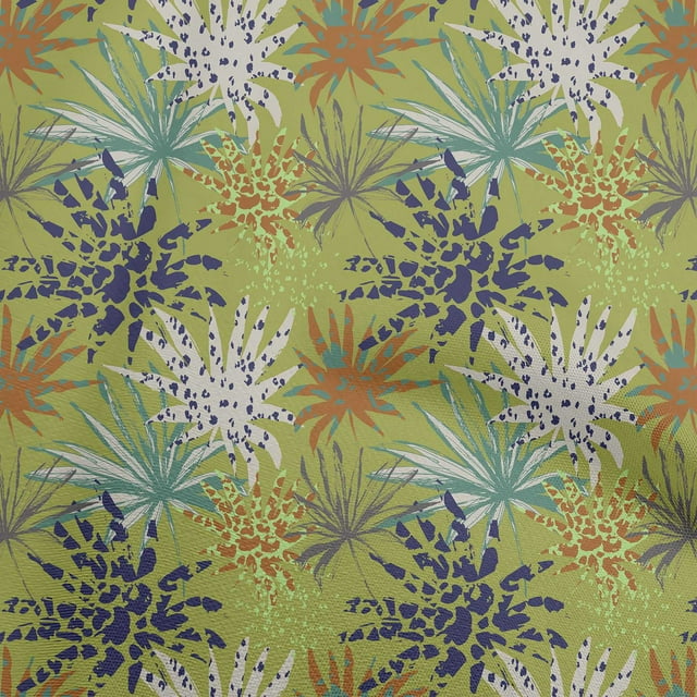 oneOone Polyester Spandex Light Green Fabric Tropical Leaf With Texture Craft Projects Decor Fabric Printed By The Yard 56 Inch Wide