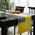 thumbnail image 3 of Grey and Yellow Cotton Linen Table Runner Rectangle Plate Mat Outdoor Rug Runner for Coffee Dining Banquet Home Decor, Street Art Modern Grunge Abstract Design Squares Theme, 13 x 70 inch, 3 of 8