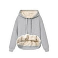 thumbnail image 4 of TiaoBug Women Men's Warm Fleece Lined Hooded Sweatshirts Top Drawstring Casual Pullover Hoodies with Pocket Gray L, 4 of 5