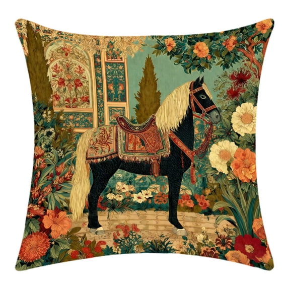 Virelaxpo Vintage Horse Print Themed Pillow Cover for Home Decor and Office Accent in Multi-Color Options