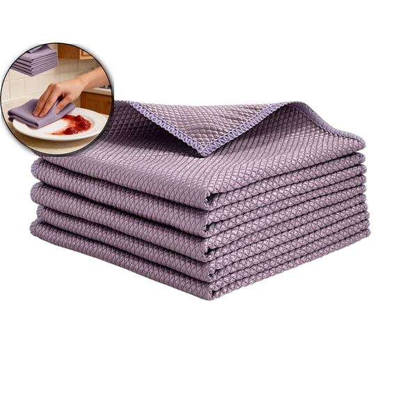 2-Pack Thick Microfiber Cleaning Cloths (12x12 Inch) – Dual-Sided Absorbent Dish Towels & Scratch-Free Scrubbing Pads for Kitchen, Car Detailing, Glass & Furniture