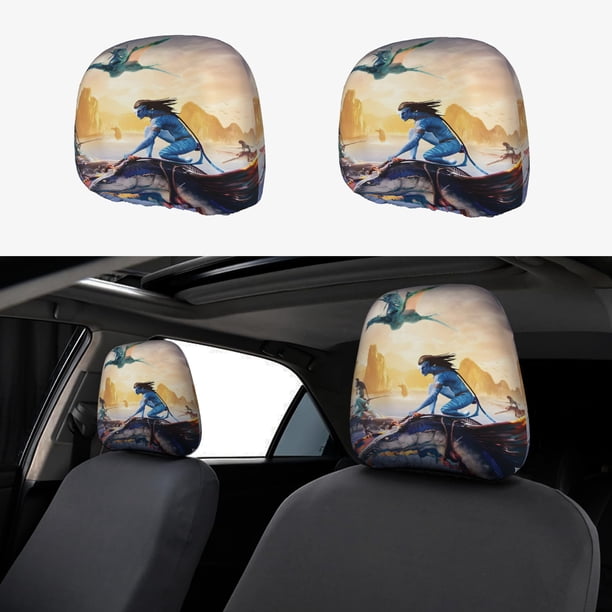 Avatar Funda Protectora Universal para Reposacabezas de Coche, Funda Elástica para Reposacabezas de Asiento de Auto, Funda de Tela Antipolvo, Accesorios de Interior 2 Piezas