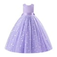thumbnail image 2 of IDOPIP Butterfly Flower Girl V-Back Bow Dress for Kid Wedding Pageant Party Shiny Bownkot V-backless Tulle Dress Wedding Bridesmaid Pageant Party Long Maxi Gown 9-10 Years Purple, 2 of 7