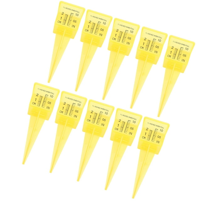 Pluviómetro, ABS 1,5 Pulgadas Amarillo 10 PCS Pluviómetro Portátil Para Exteriores Práctico Para Jardinería