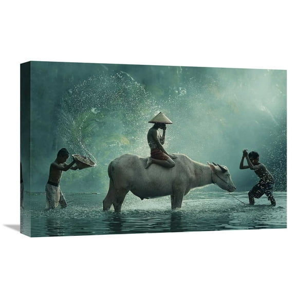 Global Gallery's 'Water Buffalo' By Vichaya Stretched Canvas Wall Art