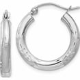 thumbnail image 1 of 10K White Gold Satin & Diamond-Cut 3mm Round Hoop Earrings (15 X 20) Made In Peru 10tc278, 1 of 6