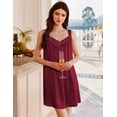 thumbnail image 4 of Ekouaer Women's Satin Silk Nightgown V Neck Sexy Nightdress Tank Sleeveless Sleepshirt Lace Sleep Dress Nightwear, 4 of 6