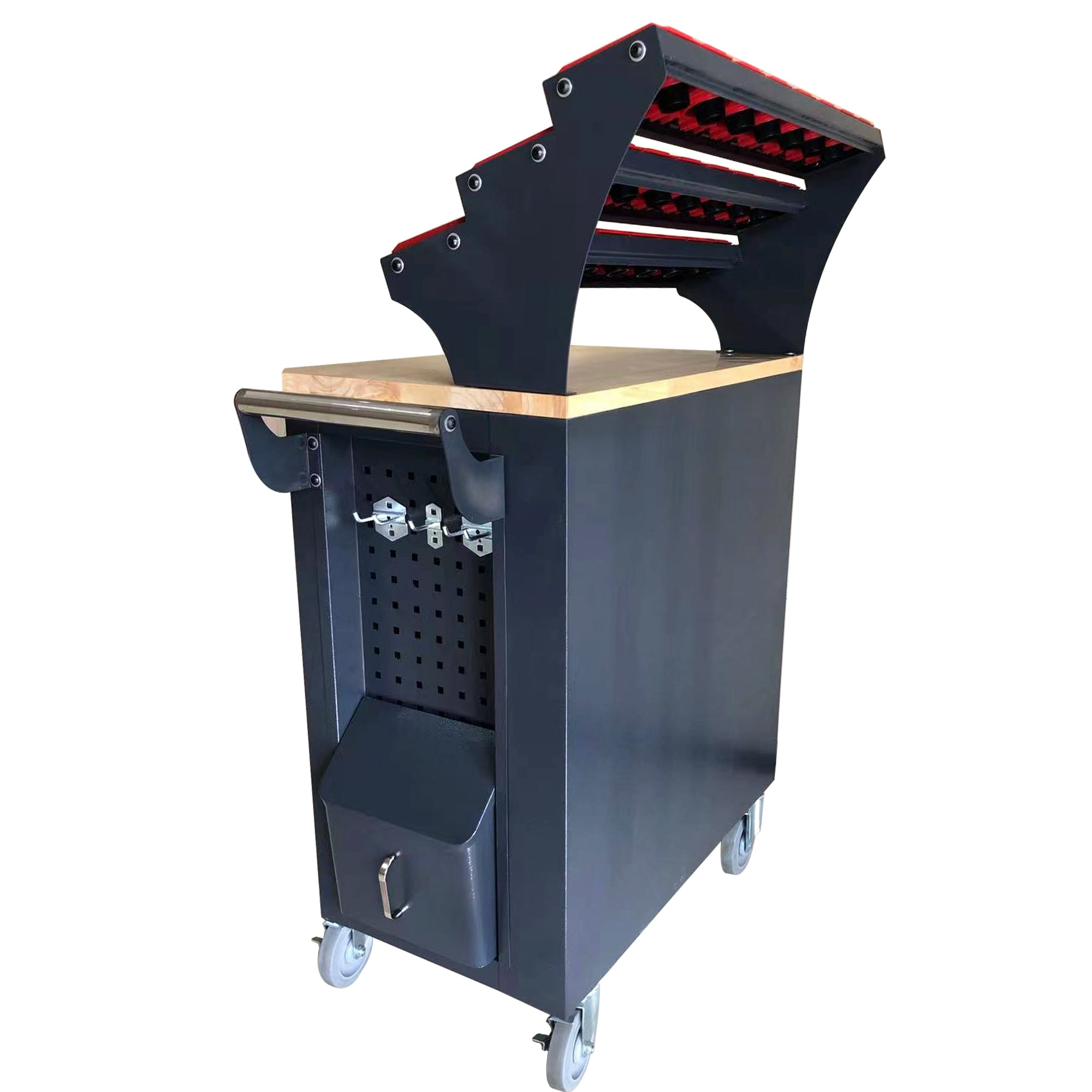 KAKA INDUSTRIAL HQC-540A(BT40) CNC Tool Cart, 5-Drawer Tool Chest with 77 Capacity, Red and Grey, 4 Ball-Bearing Glides, Mobile Work Station