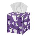 thumbnail image 2 of Renewold Foldable Square Tissue Box for Bathroom Vanity Countertop,Night Stands,Office Desk & Car Halloween Ghosts Bats PU Leather Tissue Box Cover Decor,Purple, 2 of 5