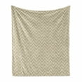 thumbnail image 1 of Beige Soft Flannel Fleece Throw Blanket, 3 Dimensional Arrangement with Chevron Lines Retro Style Composition Ornamental, Cozy Plush for Indoor and Outdoor Use, 70" x 90", Ivory Beige, by Ambesonne, 1 of 6