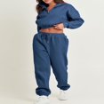 thumbnail image 4 of Women 2 Piece Tracksuits 1/2 Zipper Cropped Sweatshirt and Sweatpants, 4 of 9