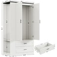 thumbnail image 2 of LIKIMIO Armoire Wardrobe Closet with Large Mirror, Storage Cabinet with 2 Doors and 2 Drawers, 2 Storage Shelves, 70" Wardrobe Cabinet for Bedroom,White, 2 of 8