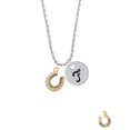 thumbnail image 2 of Delight Jewelry Beaded Clear Goldtone Crystal Horseshoe with Good Luck Silvertone Script Initial Disc - F - Charm Necklace, 20"+3", 2 of 4