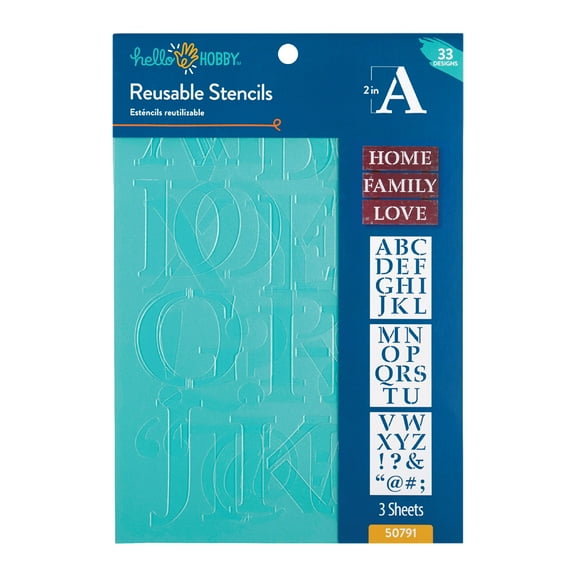Hello Hobby Stencil Set, 7" x 10", 3 Piece, Serif Alphabet