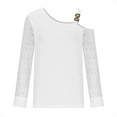 thumbnail image 4 of AXXD Womens Sexy Tops White Basic Summer 2024 Trendy Casual One Shoulder Drop Shoulder Pullover Long Sleeve Top, 4 of 6