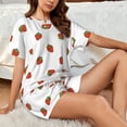thumbnail image 5 of Yiaed Hand Drawn Strawberry Print Short Sleeve Pajama Sets for Women Casual Crew Neck 2 Piece Lounge Sets Women's Short-Sleeved Pajama-3X-Large, 5 of 5