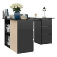 thumbnail image 3 of vidaXL Corner Desk High Gloss Black 145x100x76 cm Engineered Wood, 3 of 5