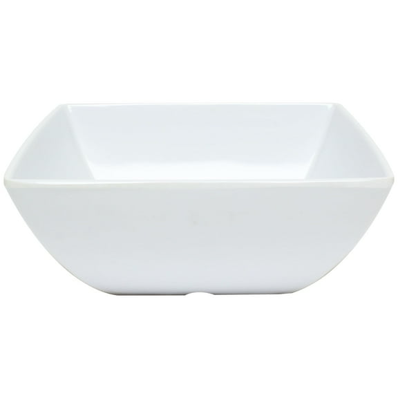 Excellante Classic White Extra Heavy Weight Melamine Dinnerware Collection 60 Oz, 8" Square Bowl, 3 1/4" Deep, Comes in Dozen