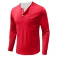 thumbnail image 4 of fatyb Men's Tops Long Sleeve Button Causal Shirts Solid Color Pullover Mens Lightweight Comfy T-Shirts, 4 of 6