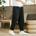 thumbnail image 5 of 2023 Summer Men's Trousers Cotton Linen Fashion Casual Pants Solid Color Breathable Loose Shorts Straight Pants Streetwear M-5XL, 5 of 6