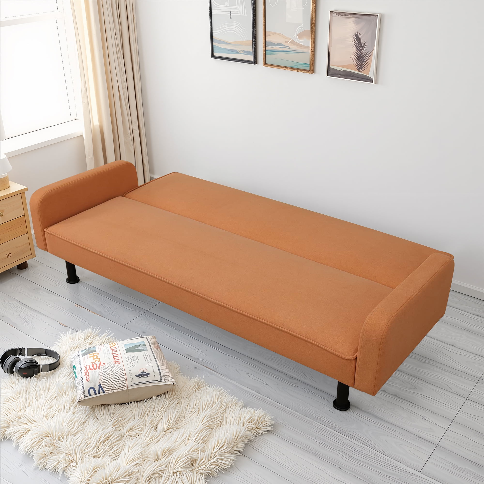 MAYEERTY Orange Calico Living Room Sofabed