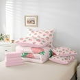 thumbnail image 6 of Feelyou Girly Pink Strawberry Twin Bedding Sets 7-Piece, Kawaii Stars Print Bedding Comforter Set, Teens Kids Girls Women Reversible Sheet Sets, Super Cozy Room Decor, 6 of 8